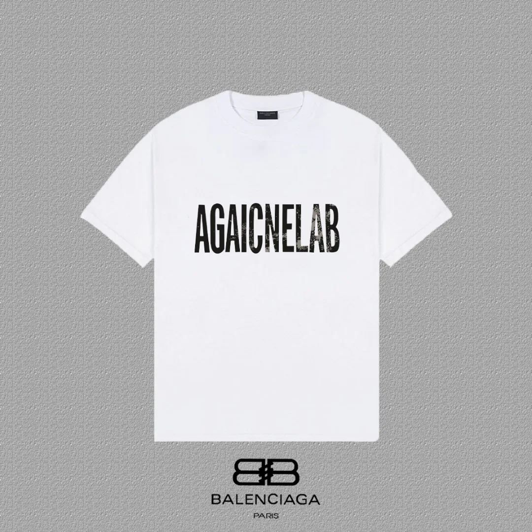 P80✨🔥 BALENCIAGA Paris lettering printed short-sleeved T-shirt. Custom-woven and dyed 300 grams of combed cotton heavyweight fabric. Zero color difference in threads. Perfect details. Different from the current currency version. Welcome to compare. Same Style for men and women. Must-sell in the picture above. Color: White Black Size: 1 2 3 4